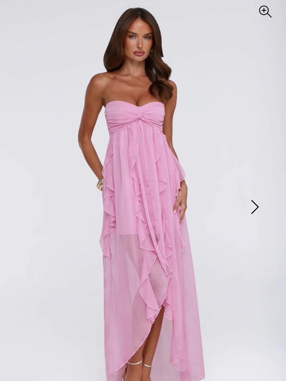 Hello Molly Strapless Ruffle Maxi Dress - Light Pink